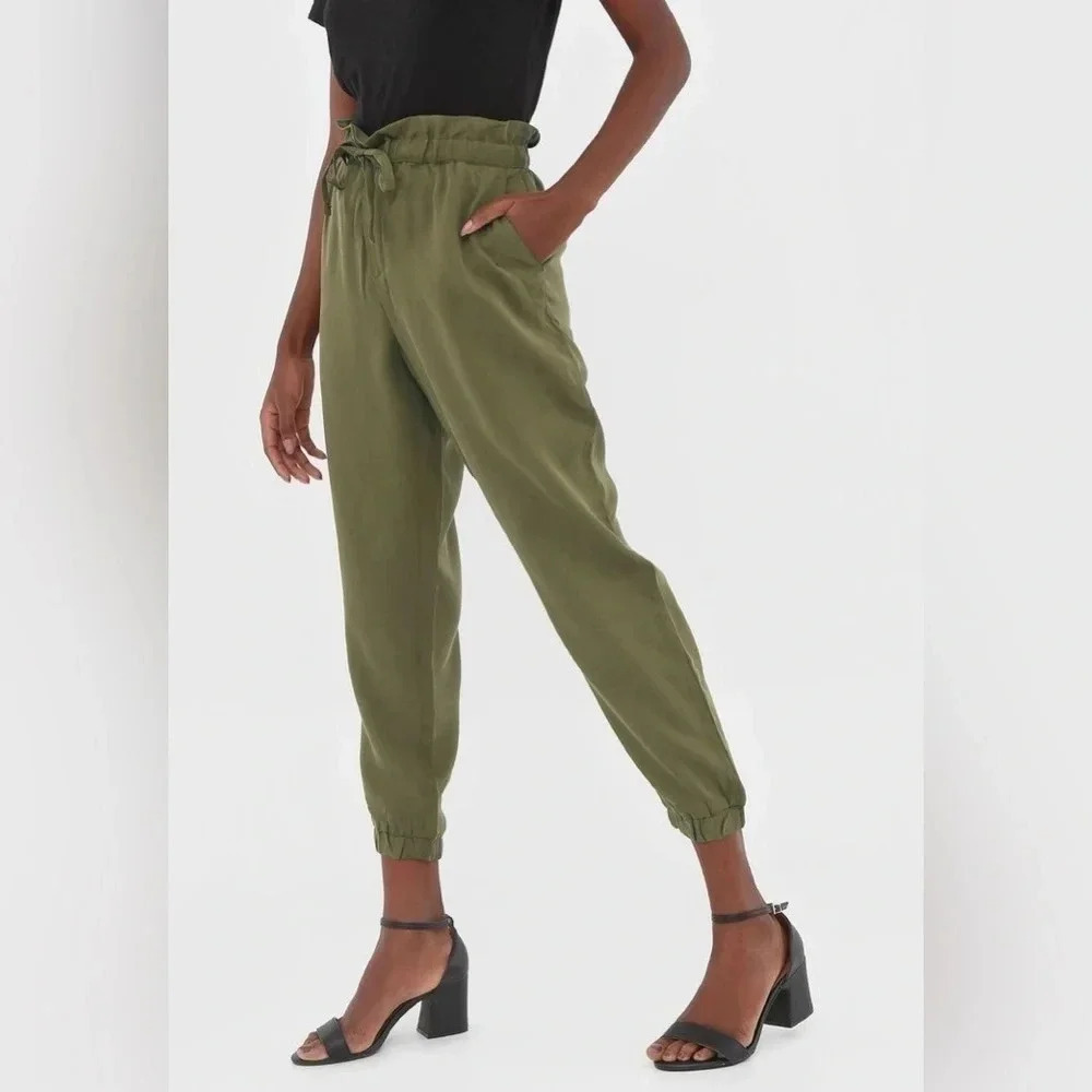 Banana Republic Paperbag Waist Balloon Joggers Relaxed Fit Pants Army Green XS